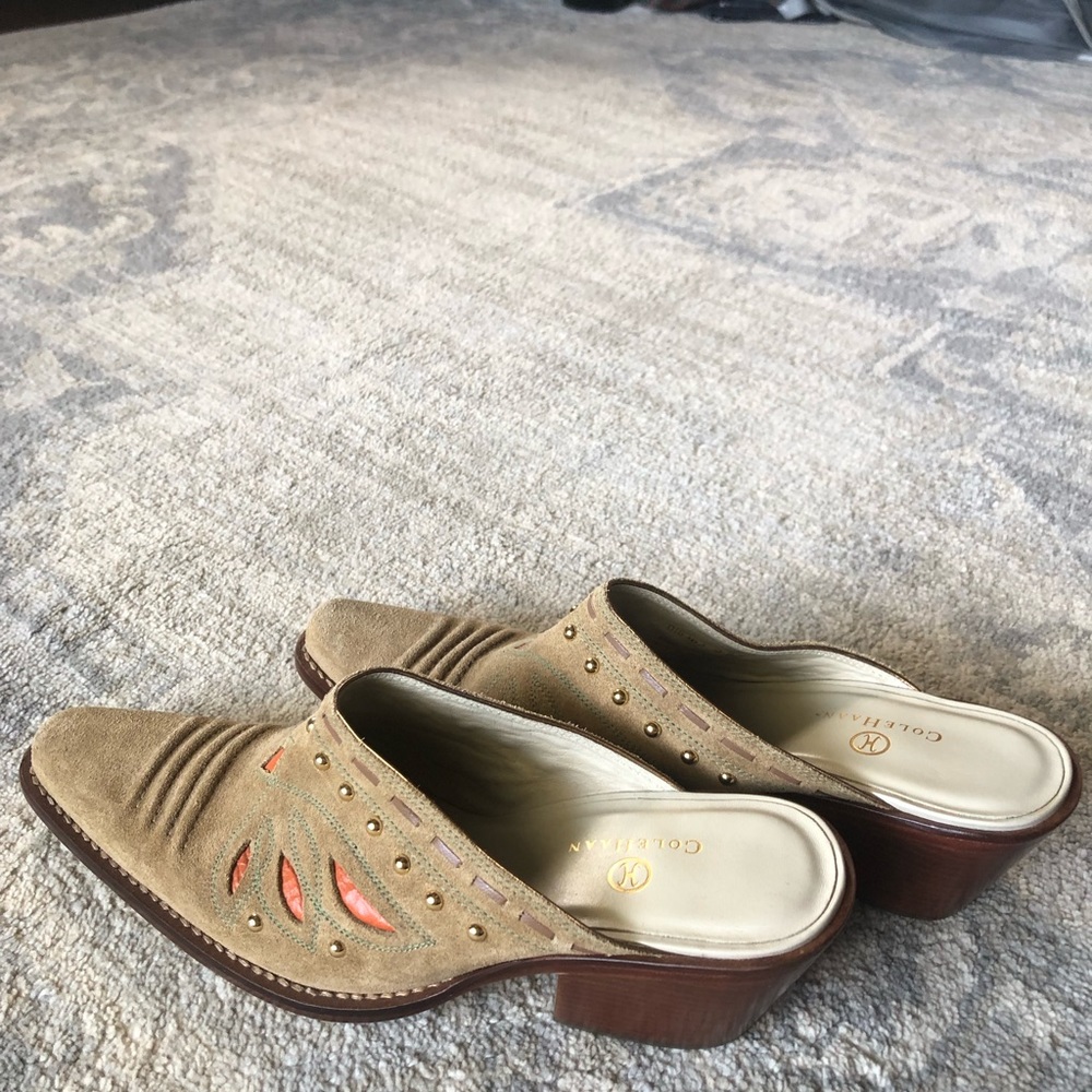 Cole Haan western mule. Tan in color, size 9.